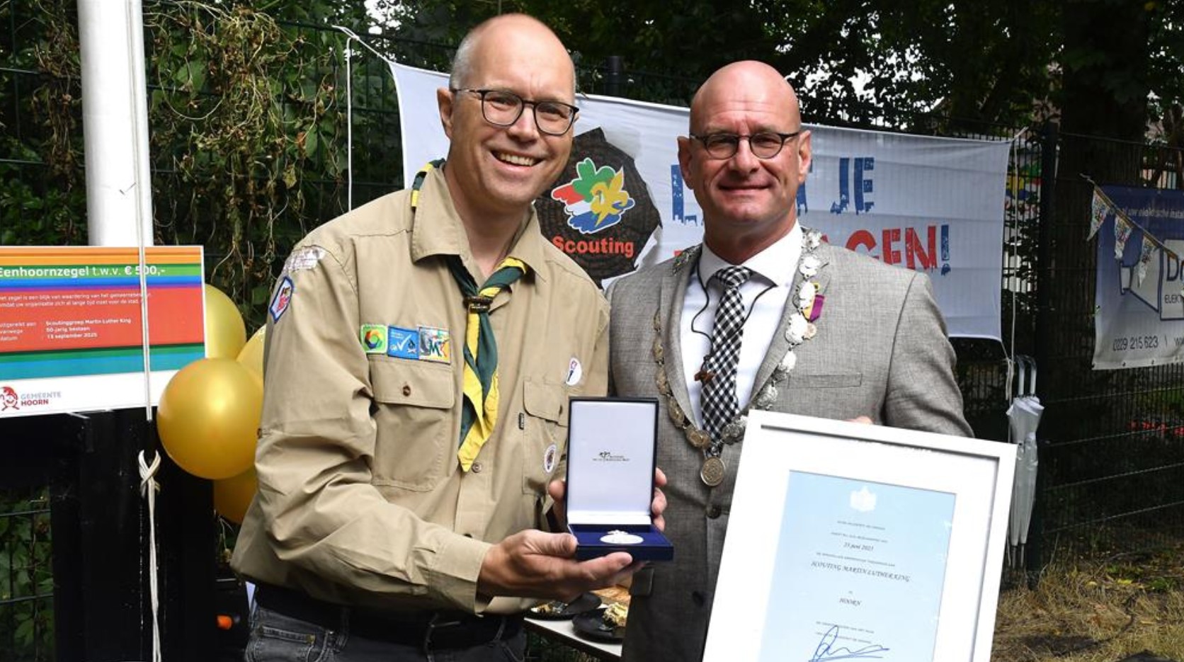 Erepenning en Eenhoornzegel voor Scoutinggroep Martin Luther King Hoorn