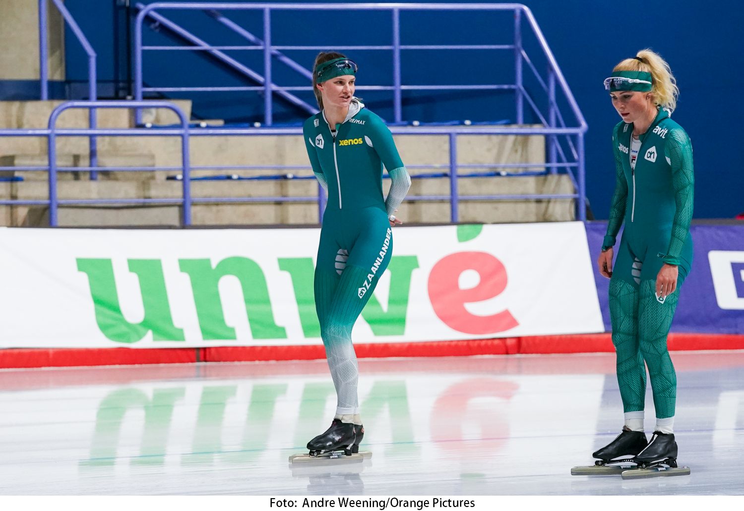 Bente Kerkhoff tijdens de 3000 meter wereldbekerwedstrijd in Calgary
