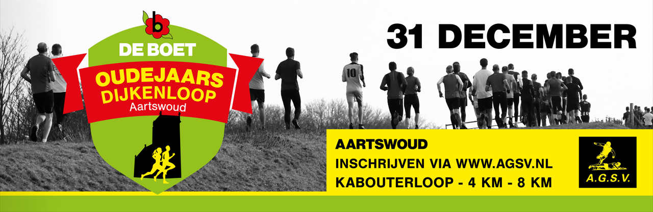 Lopers op de dijk tijdens De Boet Oudejaarsdijkenloop in Aartswoud.