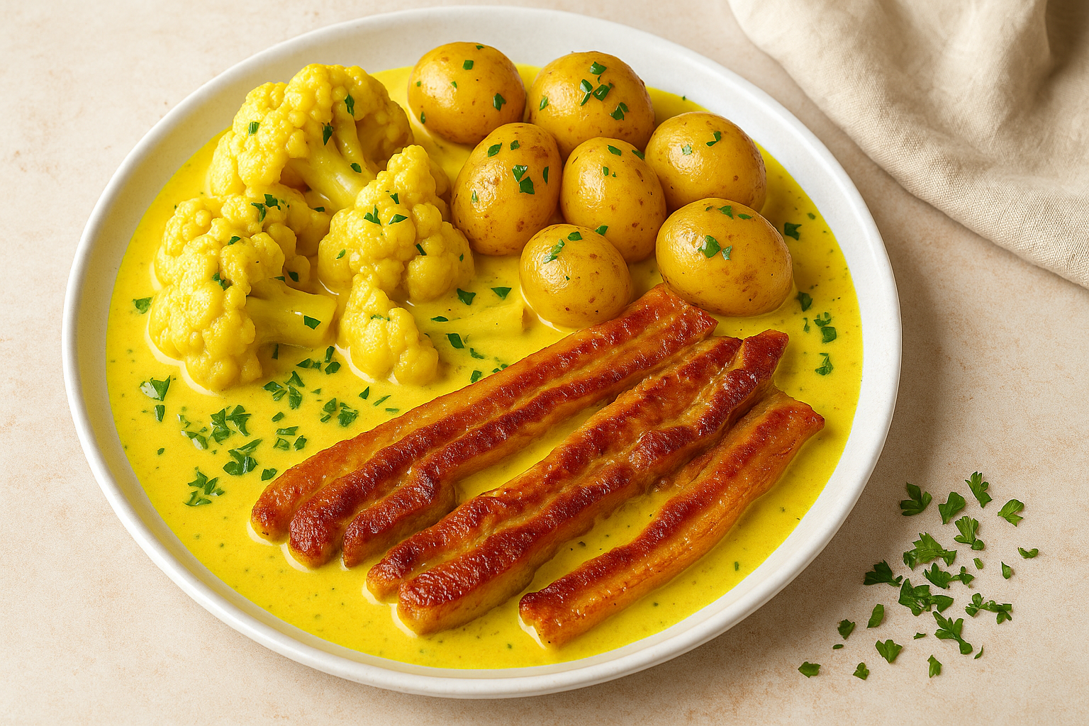 Hollandse kost: Bloemkool met speklapjes in kerriesaus