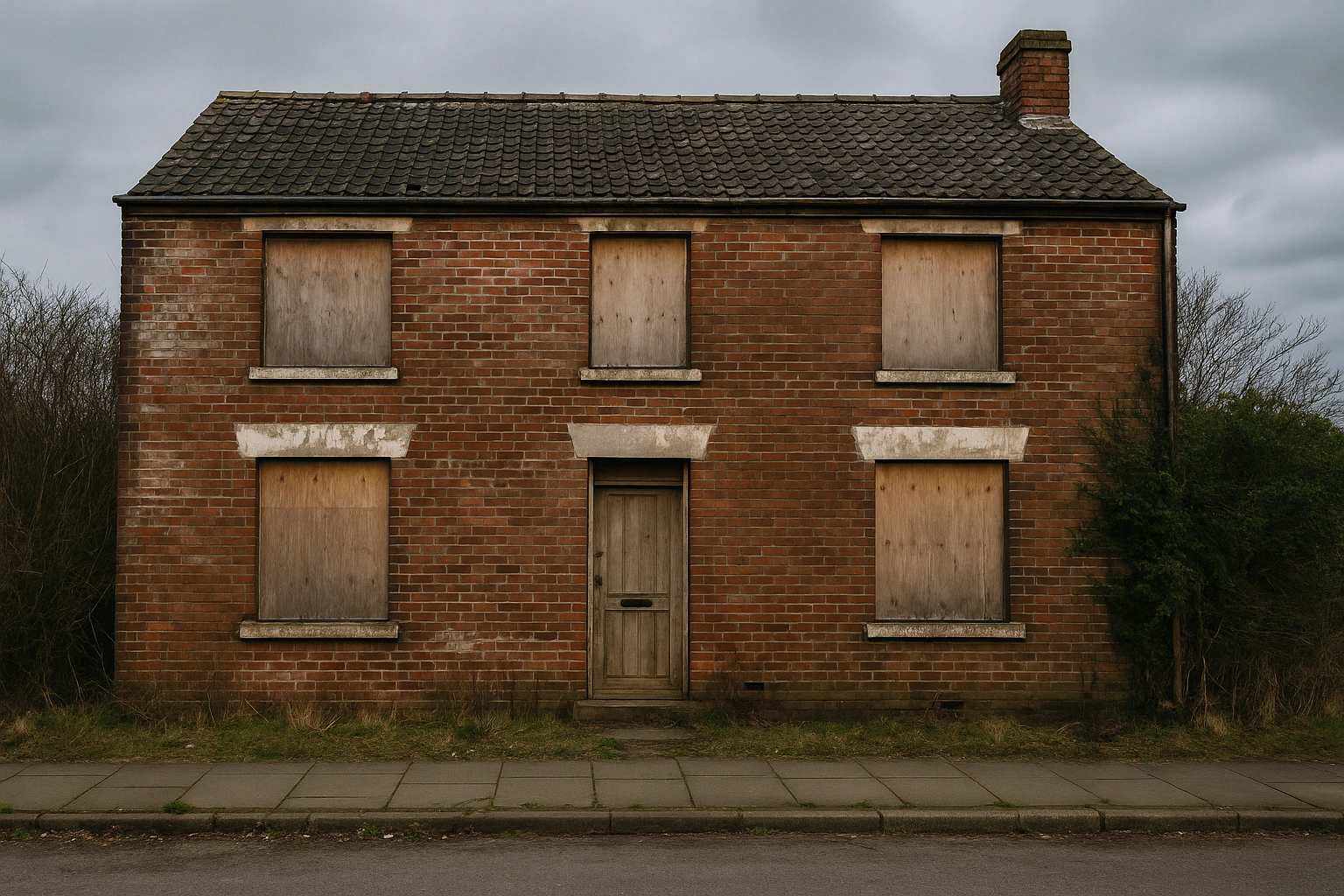 Luchtfoto van leegstaande woningen en panden in gemeente Drechterland.