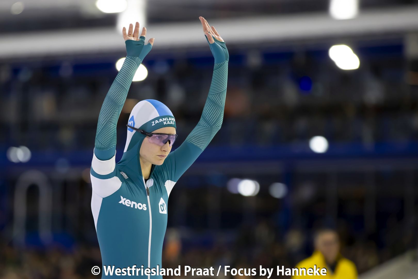 Bente in actie tijdens de 5000 meter op het Olympisch Kwalificatie Toernooi schaatsen