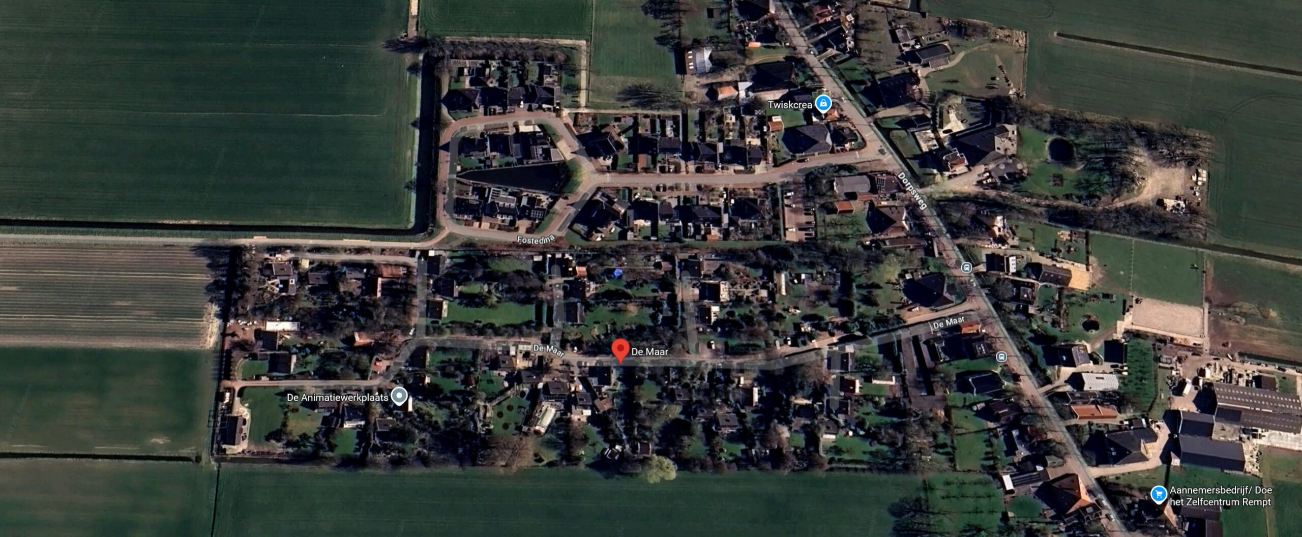 Overzicht van het landschap bij Fostedina en De Maar in Twisk waar woningbouw is voorgesteld