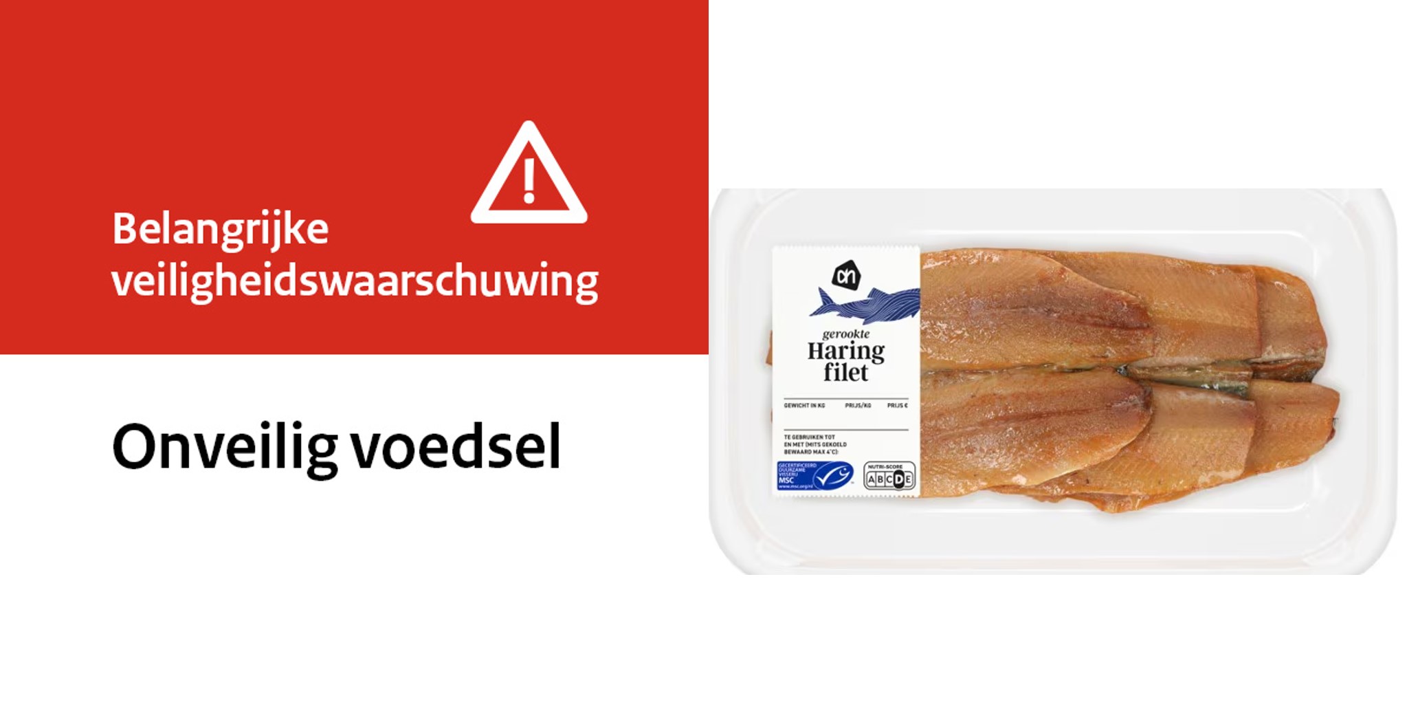 Veiligheidswaarschuwing voor AH Gerookte Haringfilet terugroepactie