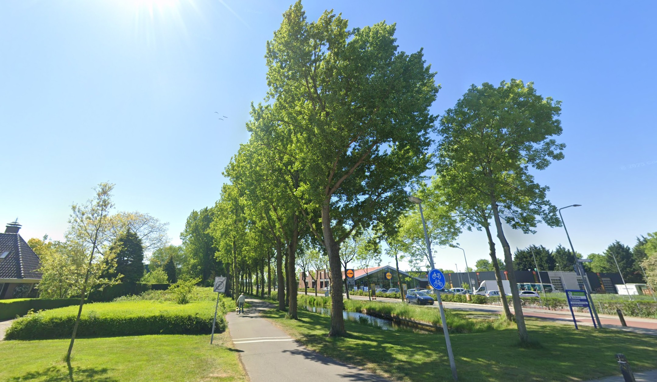 Locatie langs het fietspad tegenover Dijkgraaf Grootweg 34 in Andijk waar 27 zwarte populieren worden gekapt
