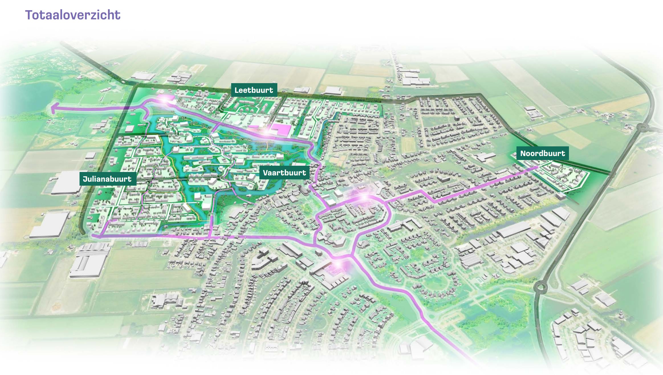 Kaart van de gebiedsvisie Avenhorn-West met twee ontwikkelmodellen.