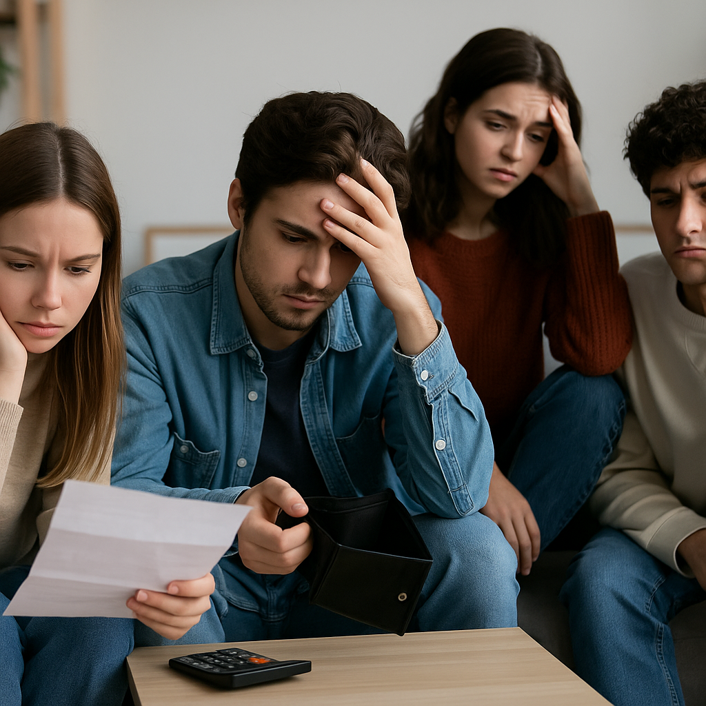 Jongeren die zich zorgen maken over hun financiële situatie