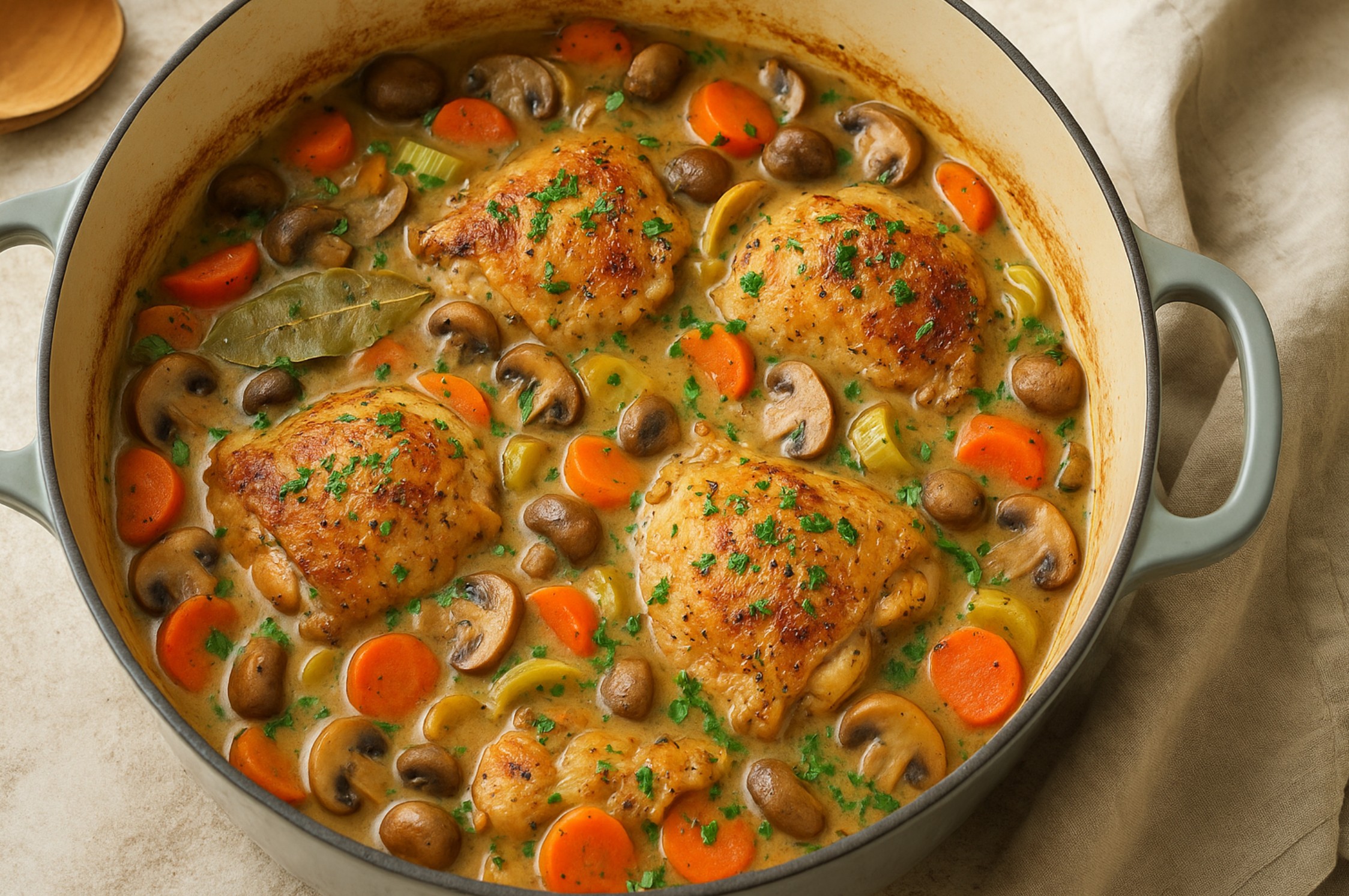 Klassieke Franse Kipstoof met Kruiden en Groenten