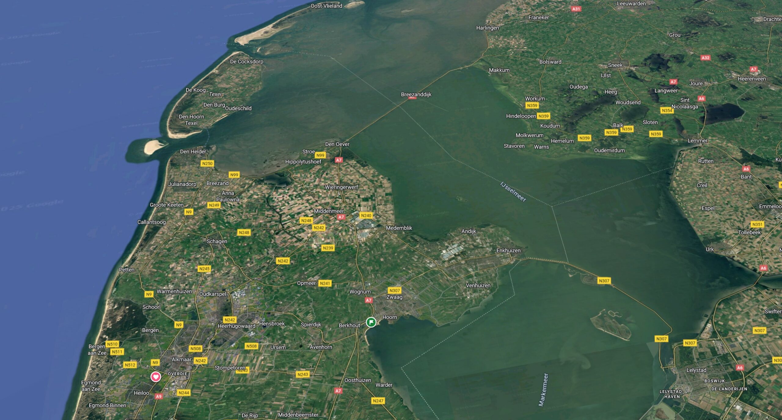 Kaart van Noord-Holland met ruimteclaims en mogelijke uitbreidingsrichtingen.