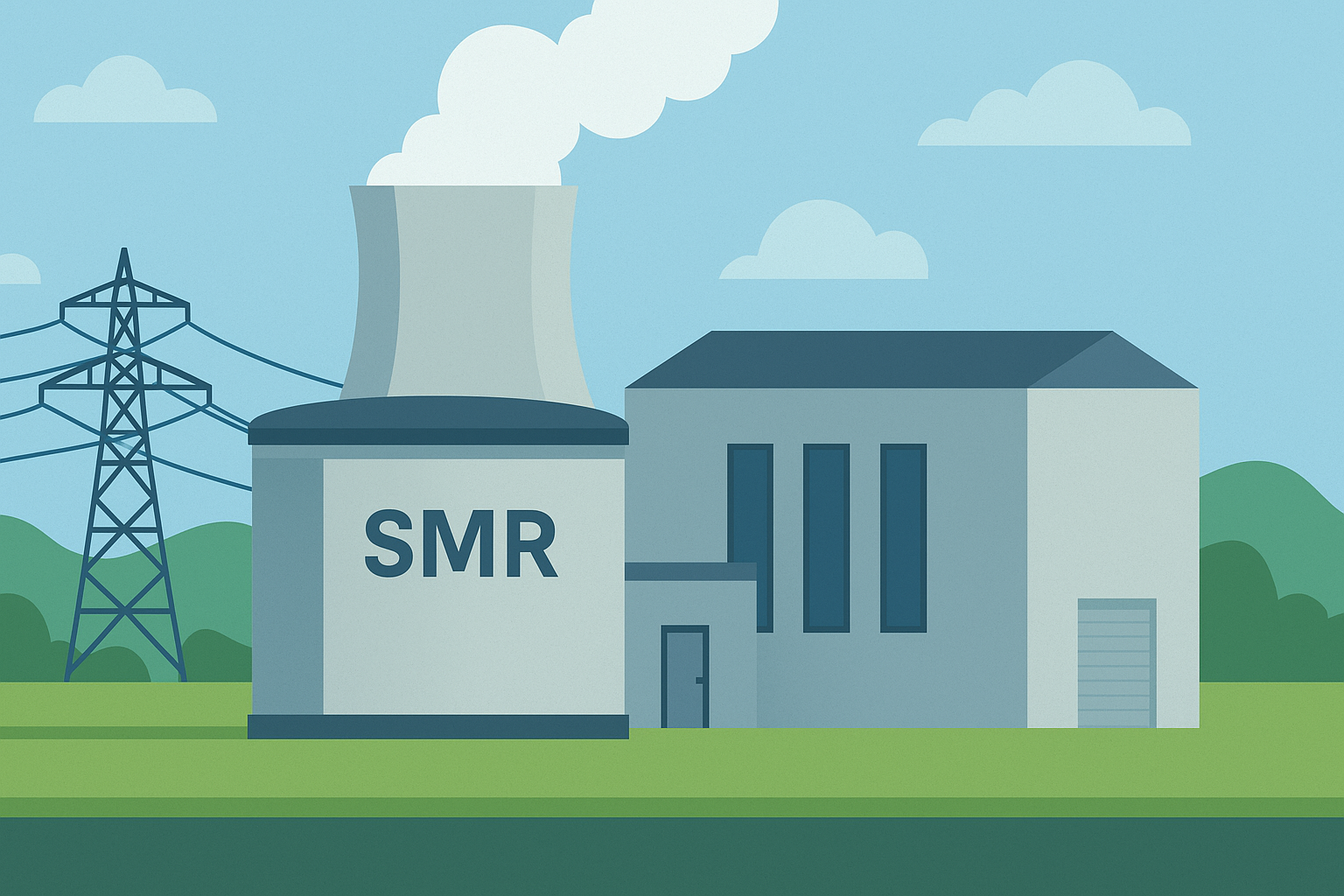 Illustratie van een Small Modular Reactor als compacte energiecentrale.