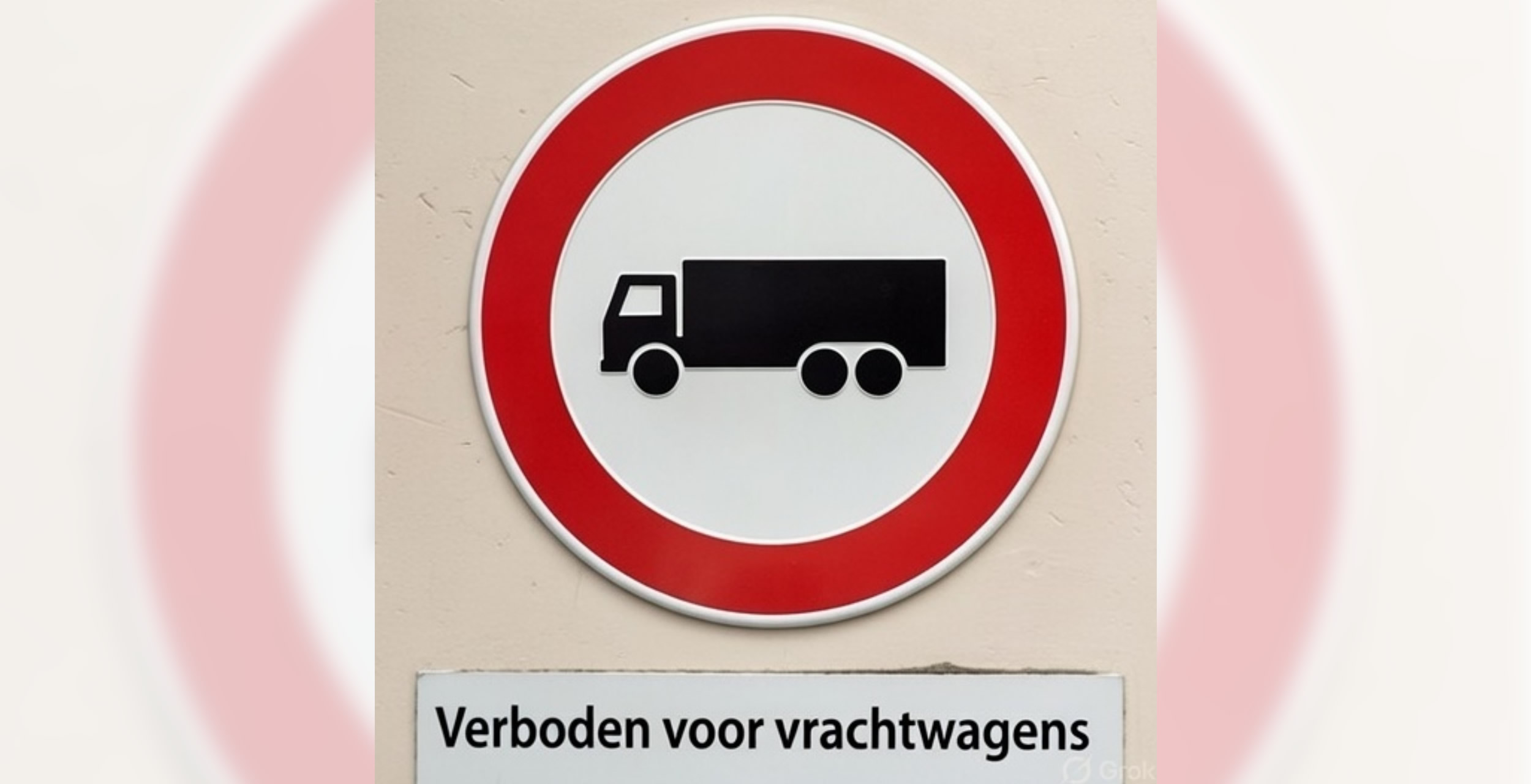 Verkeersbord vrachtwagenverbod op de Langereis in de gemeente Opmeer