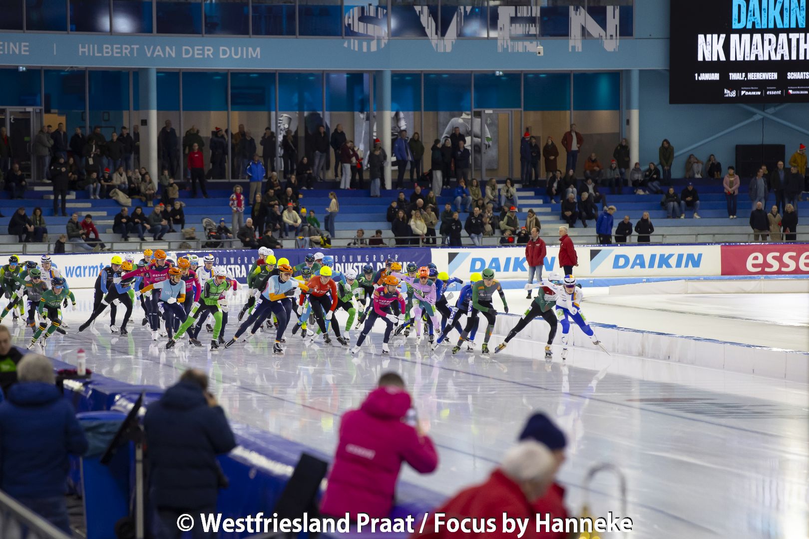 Stefan Has uit Avenhorn tijdens het NK Marathon schaatsen bij de neo-senioren