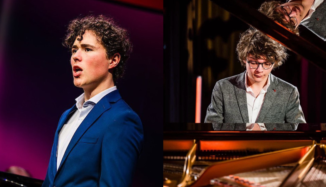 Olivier Kemler en Jesse Wienke tijdens een klassiek recital in Het Postkantoor
