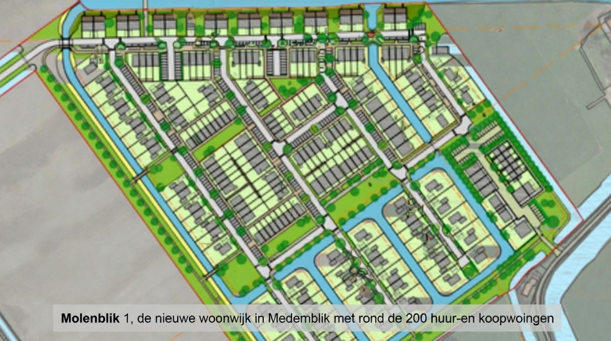 Locatie Molenblik nabij Boegbeeld in Medemblik waar 20 huurwoningen zijn gepland