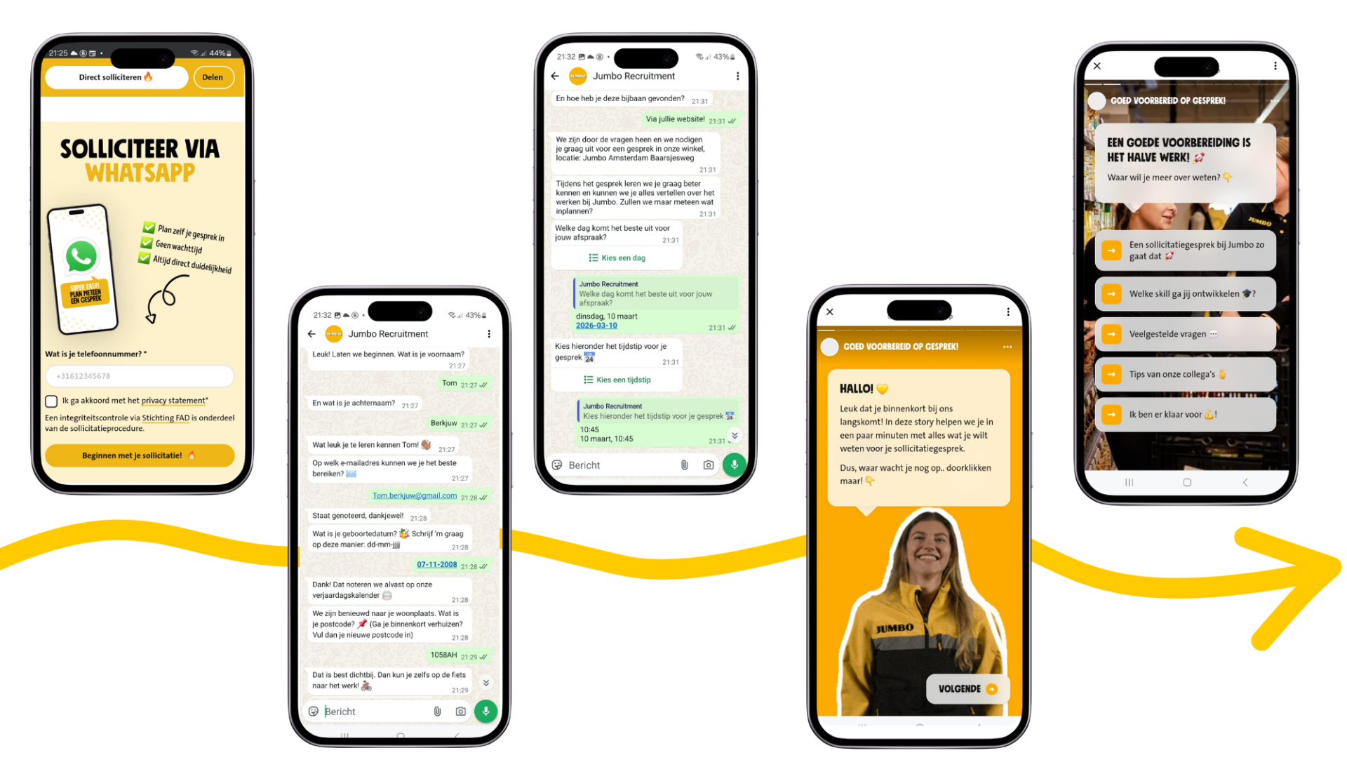 Jongeren solliciteren via WhatsApp op een bijbaan bij Jumbo