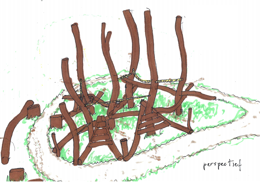 Kinderen spelen in speeltuin ’t Hertenkamp waar crowdfunding loopt voor een KlimMikado klimtoestel.