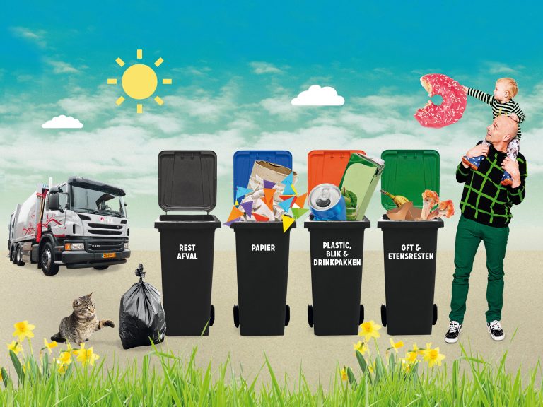 Afvalcontainers aan straat in Drechterland als symbool voor beter afval scheiden en minder restafval