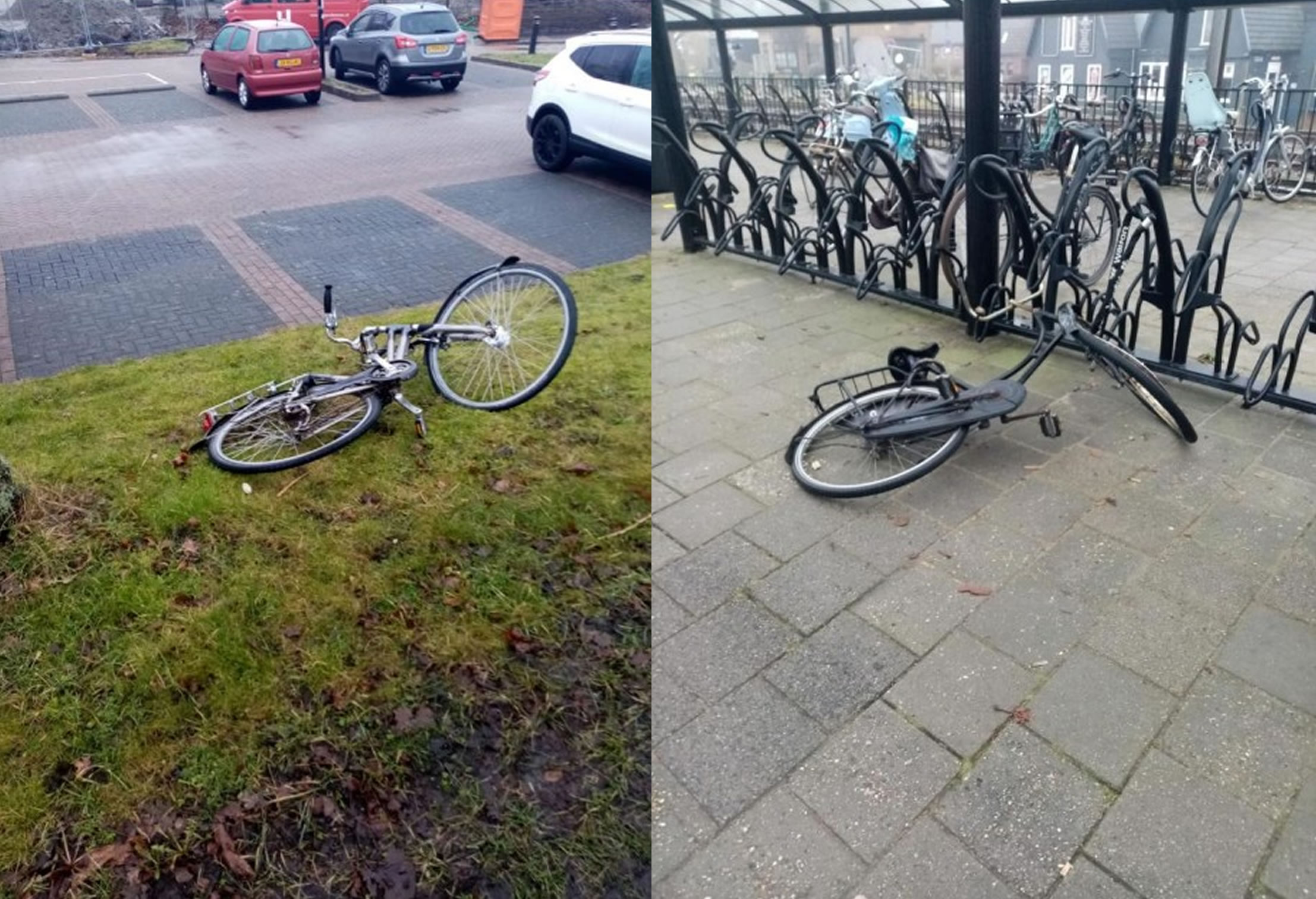 Kapotte fietsen bij station Obdam pas in zomer weg
