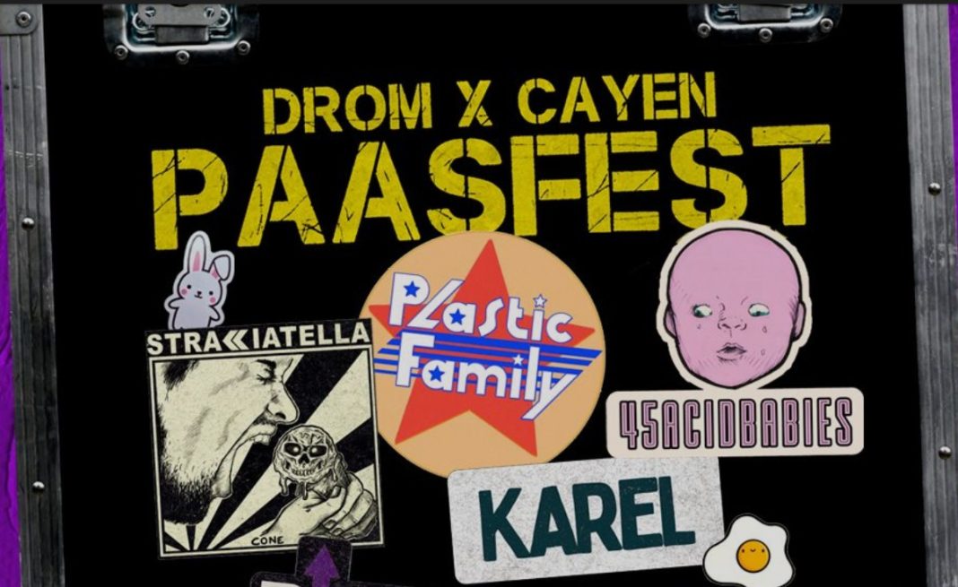 Bezoekers bij een liveoptreden tijdens Paasfest in Drom en Cayen in Enkhuizen